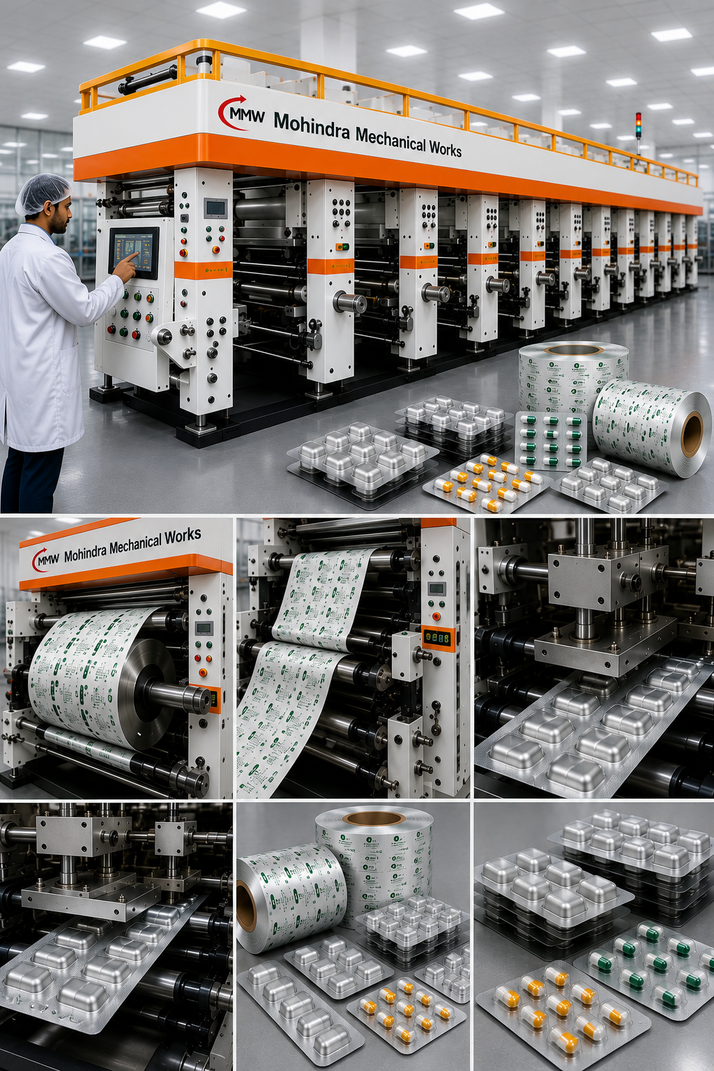 Pharmaceutical Foil Printing Machines with printed foil rolls and blister pack output